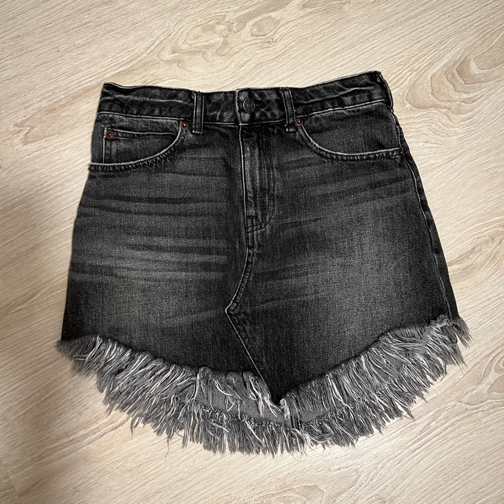 Free People Frayed Denim Skirt